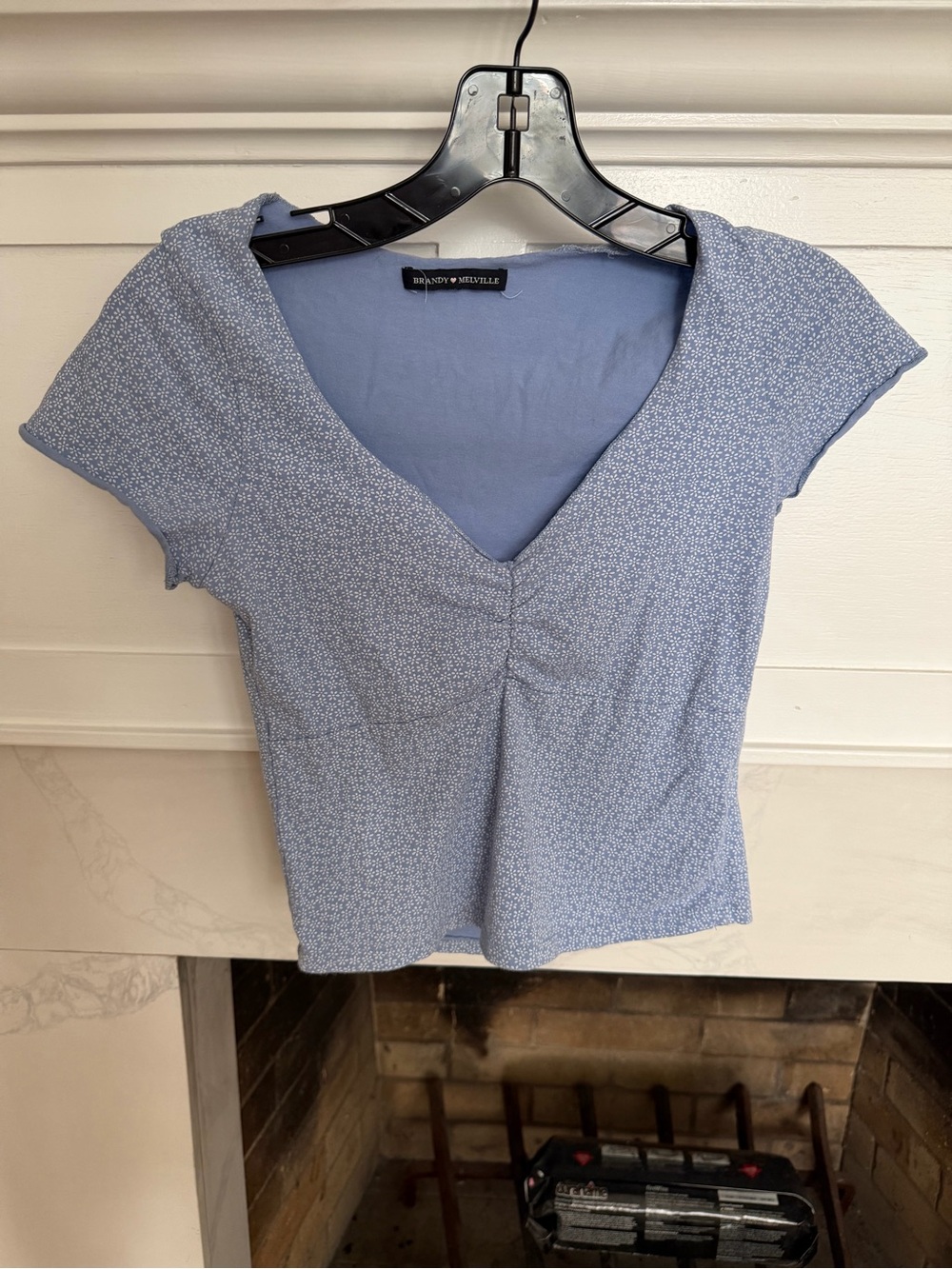 Brandy Melville Light Blue V-Neck Cap Sleeve Top